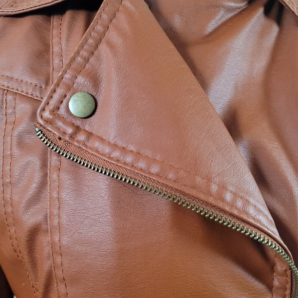 Miss Lili Faux Leather Orange Jacket - Size Small - Picture 4 of 11